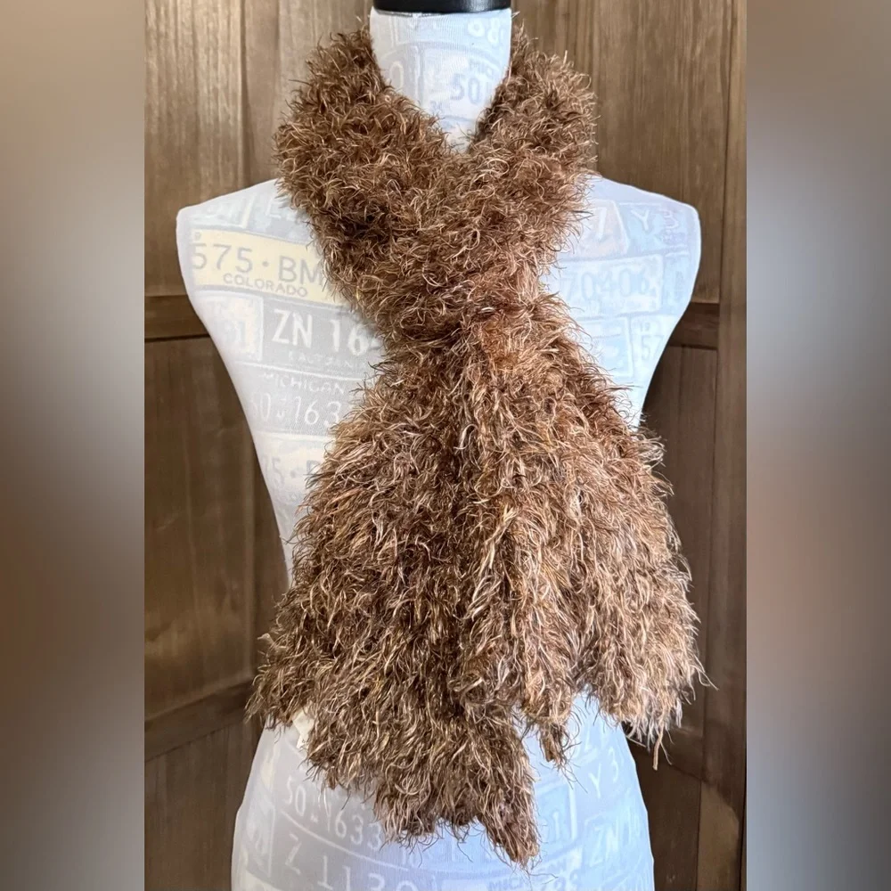 Fuzzy Brown Scarf
